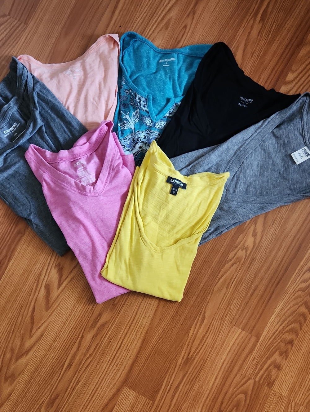 Express Women's Yellow V-Neck Tee - Bright Casual Top Bundle
